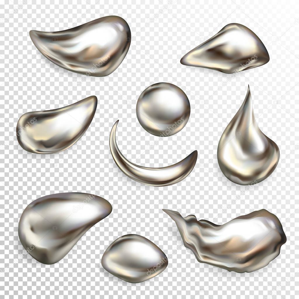 Metal silver drops realistic vector illustration
