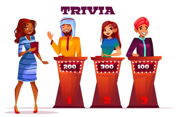 People on quiz game show vector illustration — Stock Vector