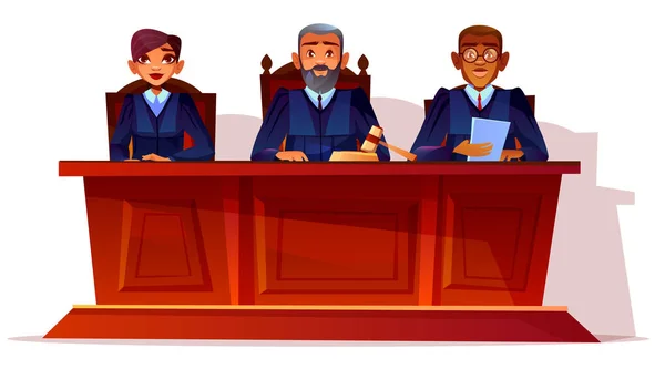 Jueces en audiencia judicial vector ilustración — Vector de stock