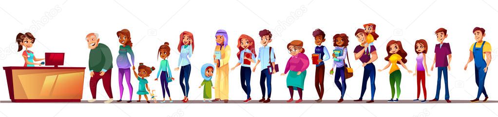 People in supermarket queue vector illustration