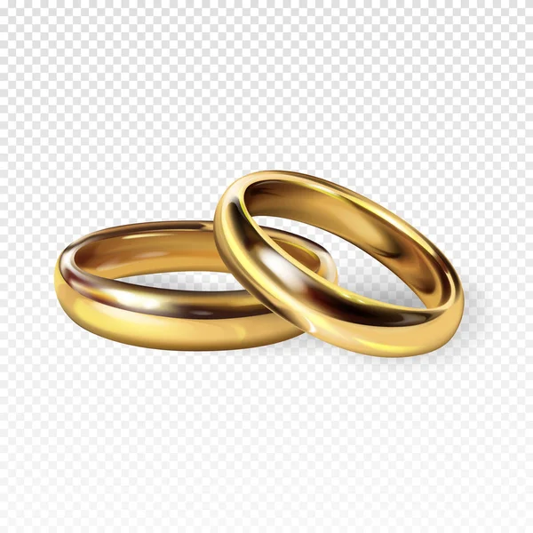 Золотые обручальные кольца 3d векторная иллюстрация — стоковый вектор