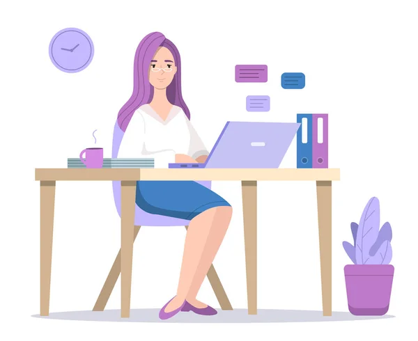 Woman at computer vector illustration