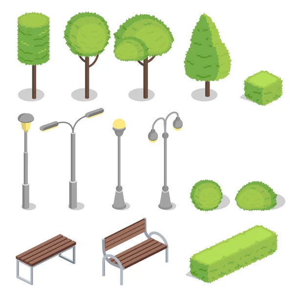 Elementos do parque ilustração vetorial isométrica 3D —  Vetores de Stock