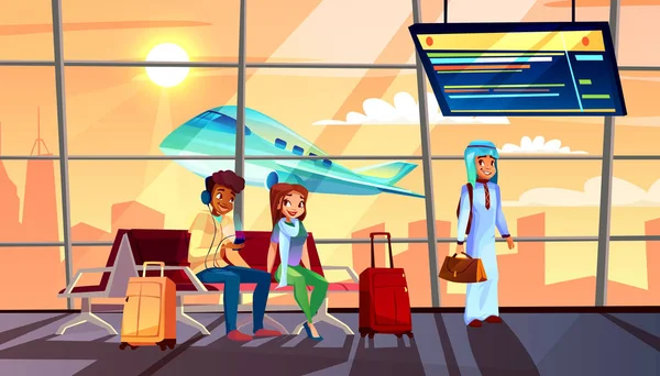 Personas en aeropuerto vector ilustración — Archivo Imágenes Vectoriales