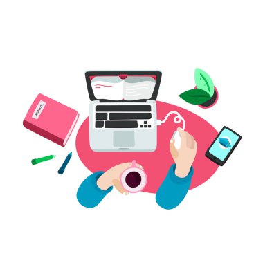 E-kitap bilgisayar vektör çizim