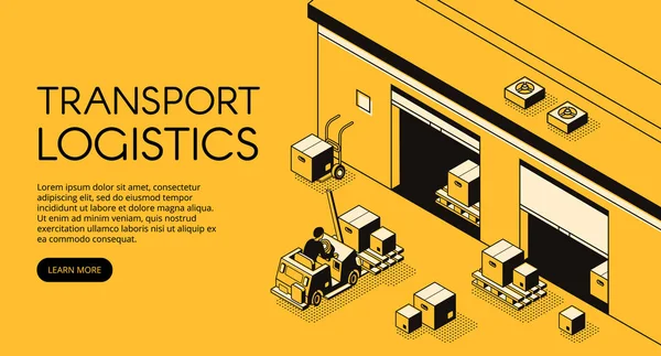 Illustration isométrique vectorielle logistique de l'entrepôt — Image vectorielle