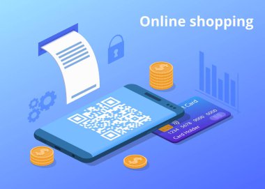 Vektör çizim alışveriş online cep telefonu
