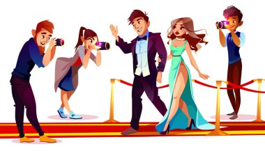 Vektör ünlülerin kırmızı halı paparazzi ile