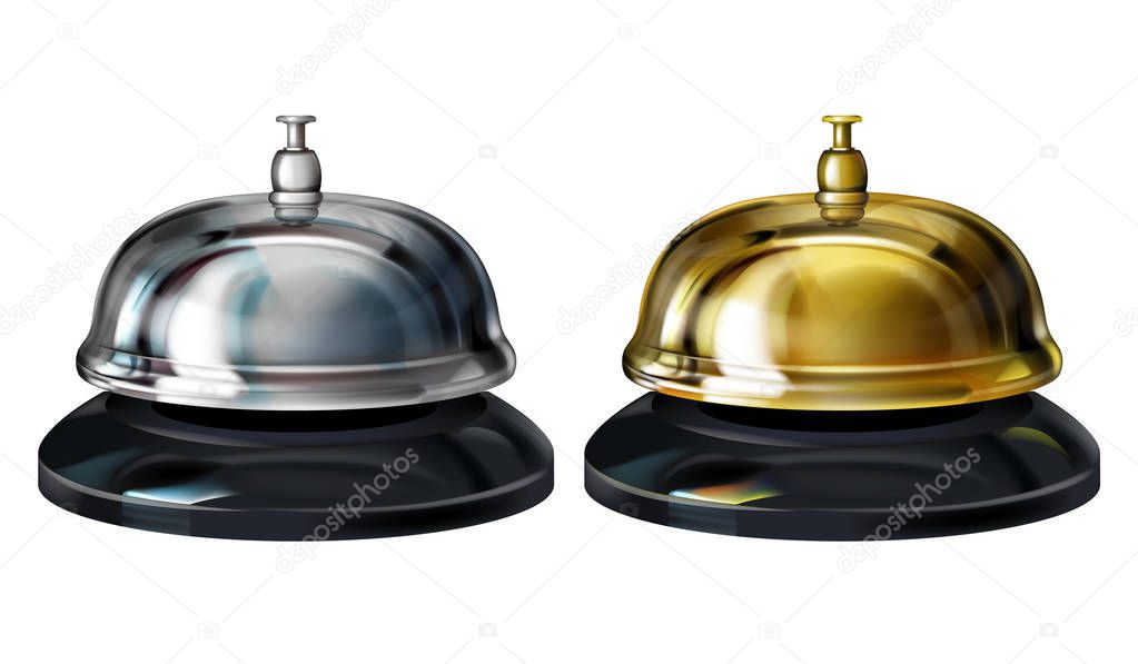 Service bells 3d realistic vector illustration
