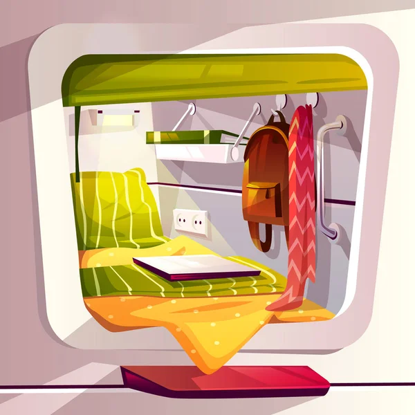 Capsule hotel ou pod pousada vetor ilustração — Vetor de Stock