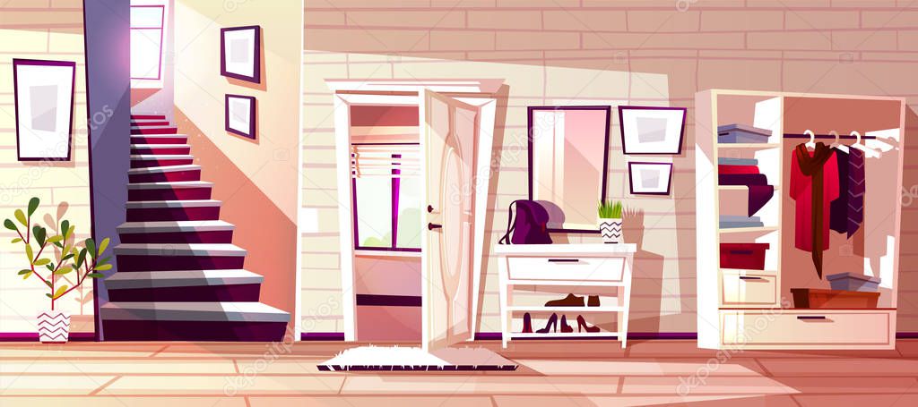 Hallway room interior vector illustration