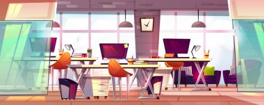 Office çalışma alanı iç vektör çizim