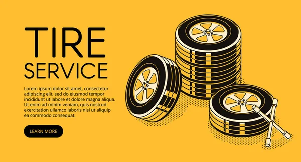 Voiture pneu voiture auto service vectoriel illustration — Image vectorielle