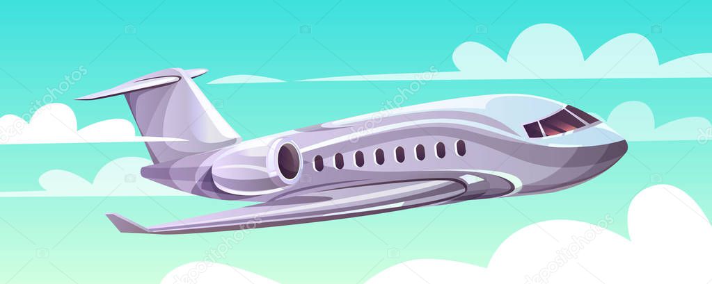 Airplane flying in sky vector illustration
