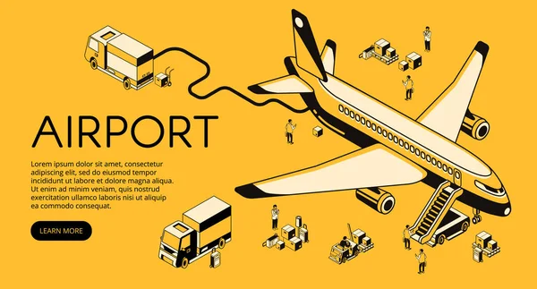 Avión en aeropuerto vector medio tono ilustración — Archivo Imágenes Vectoriales