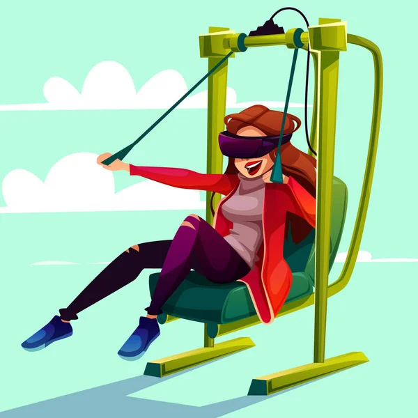 VR simulator vector paragliding entertainment — Stock Vector