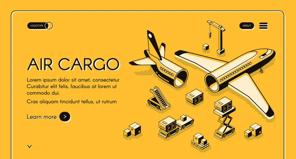 Logística de carga aérea vector isométrico medio tono — Archivo Imágenes Vectoriales