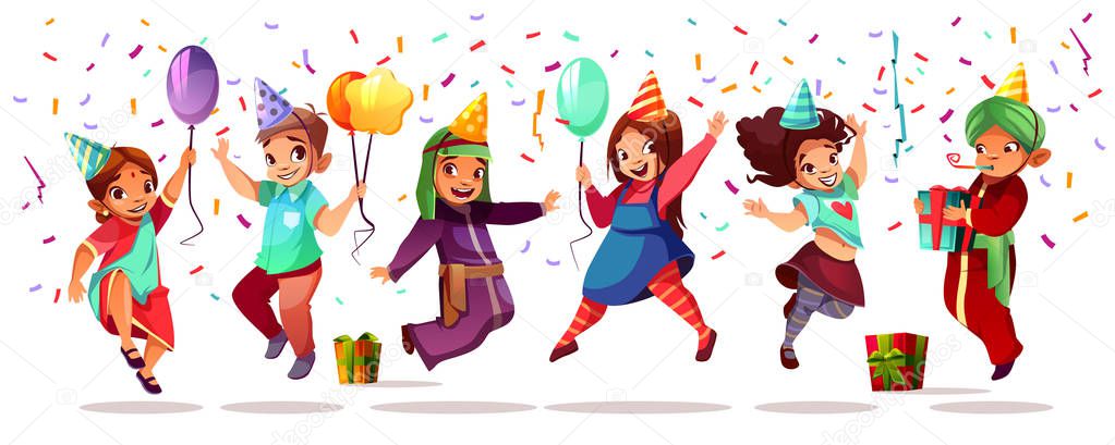 Children nationalities birthday vector celebration