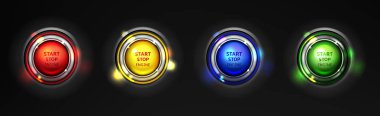 Motoru start stop düğmeleri gerçekçi vektör set