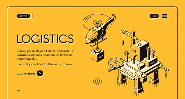 Empresa de logística aérea isométrica vector web banner — Archivo Imágenes Vectoriales