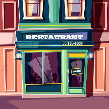 Şehir ev cephe karikatür vektör sokak Cafe