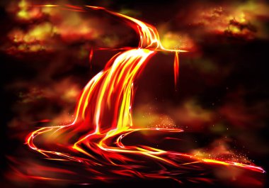 Hot magma flow caused by volcanic activity vector clipart