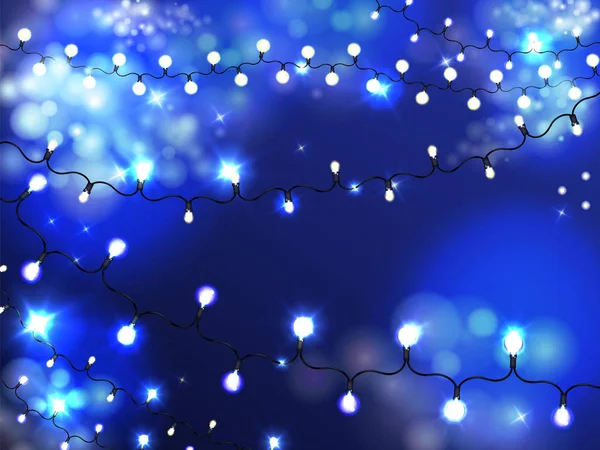 休日照明電球ガーランド現実的なベクトル — ストックベクタ