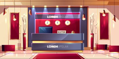 Otel lobi karikatür vektör sayacında Resepsiyon