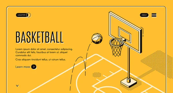 Página de aterrizaje vector cancha baloncesto comercial — Vector de stock
