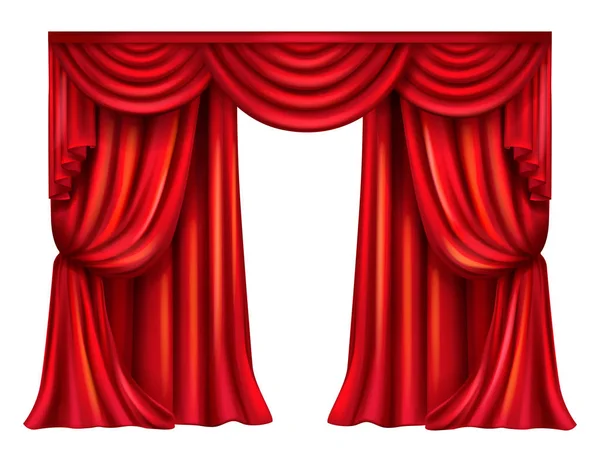 Vektor roter Theatervorhang auf weißem Hintergrund — Stockvektor