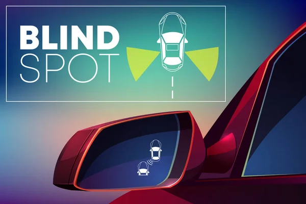 Όχημα blind spot μόνιτορ βοηθήσει διάνυσμα κινουμένων σχεδίων — Διανυσματικό Αρχείο