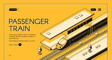 Hızlı tren vektör web sitesi şablonu ile seyahat