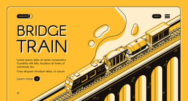 Köprüsü tren izometrik vektör web sayfası şablonu