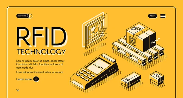 Radiofrequentie identificatie vector webbanner — Stockvector