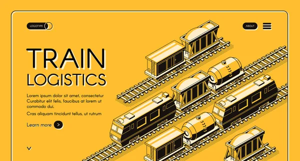 Empresa ferroviaria de transporte de mercancías vector sitio web — Vector de stock