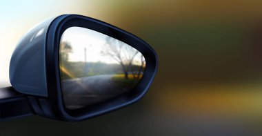 Vektör gerçekçi siyah dikiz aynası araba için