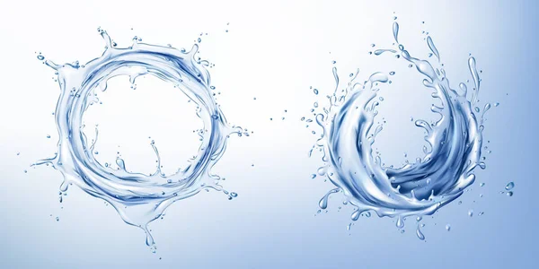 Ensemble réaliste vectoriel 3d avec éclaboussures d'eau bleue — Image vectorielle