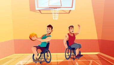 Tekerlekli sandalye basketbol vektör oynayan sporcu