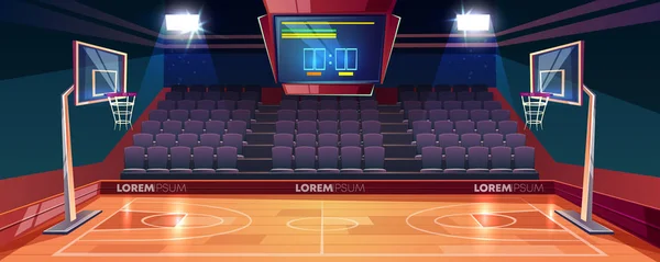 Vector de dibujos animados de cancha de baloncesto vacío ilustración — Vector de stock