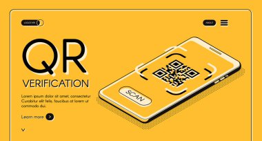 QR kod doğrulama app web sitesi vektör şablonu