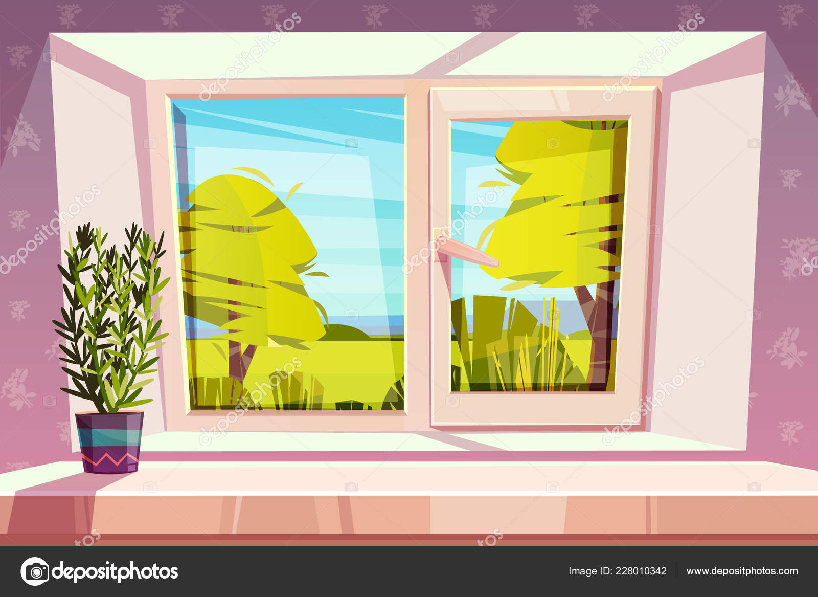 Home window with beautiful view outside vector Stock Vector Image by  ©vectorpouch #228010342
