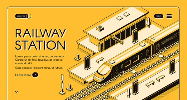 Spoorweg transport bedrijf vector website sjabloon — Stockvector