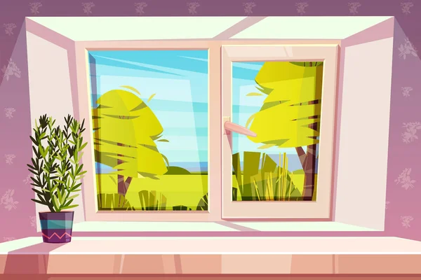 Hem fönster med vacker utsikt utanför vektor — Stock vektor