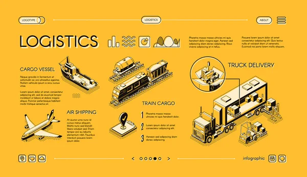 Serviço de transporte de carga comercial website vector —  Vetores de Stock