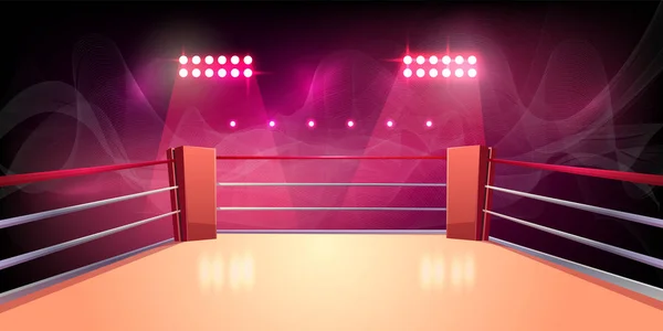 Векторный фон боксерского ринга, освещенная арена — стоковый вектор
