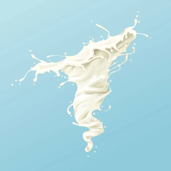 Salpicadura de leche fresca con gotas vector realista — Archivo Imágenes Vectoriales