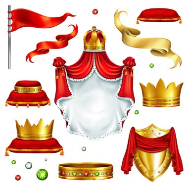 Royal öznitelikleri ve gerçekçi vektör set simgeler