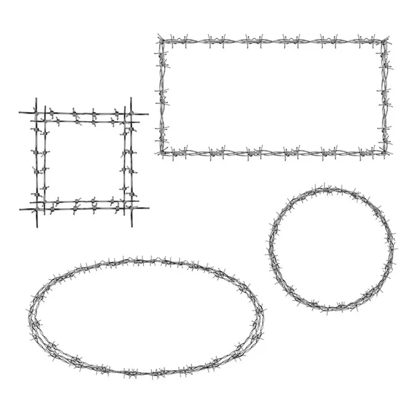 有刺鉄線現実的なベクトルのセットをフレーム各種 — ストックベクタ