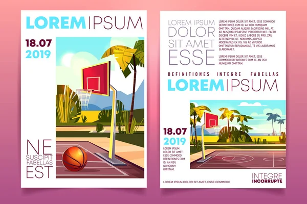 Tournoi de basket sur la brochure vectorielle station — Image vectorielle