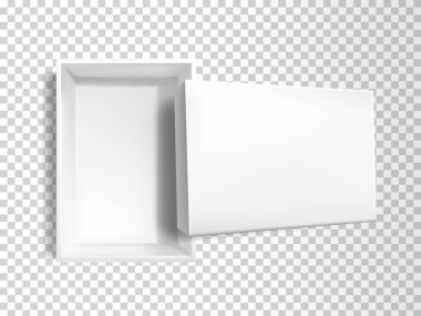 Vektör 3d gerçekçi beyaz boş kutu, mock-up